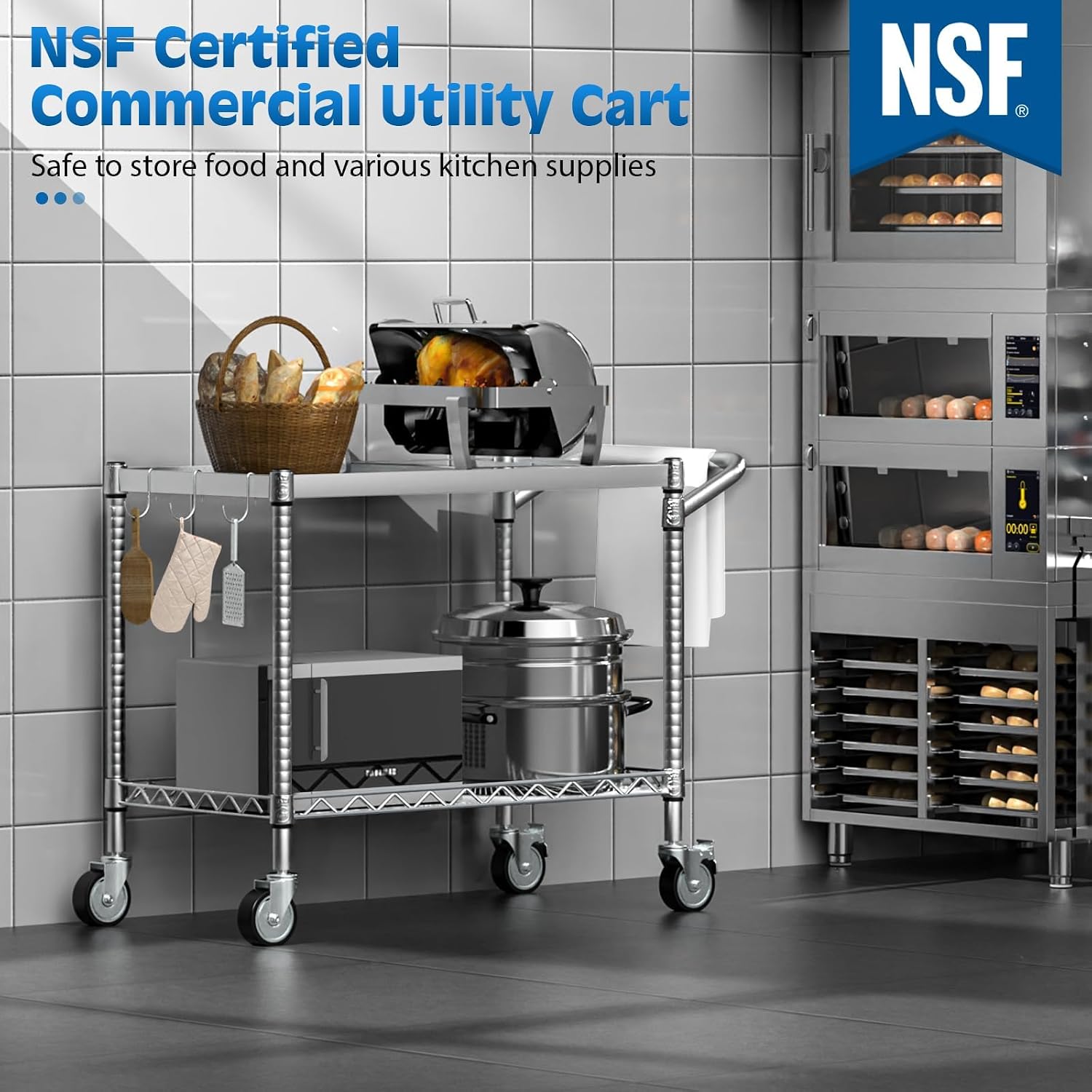 2-Tier Silver Metal Rolling Ut - Commercial Kitchen Warehouse recension och pris