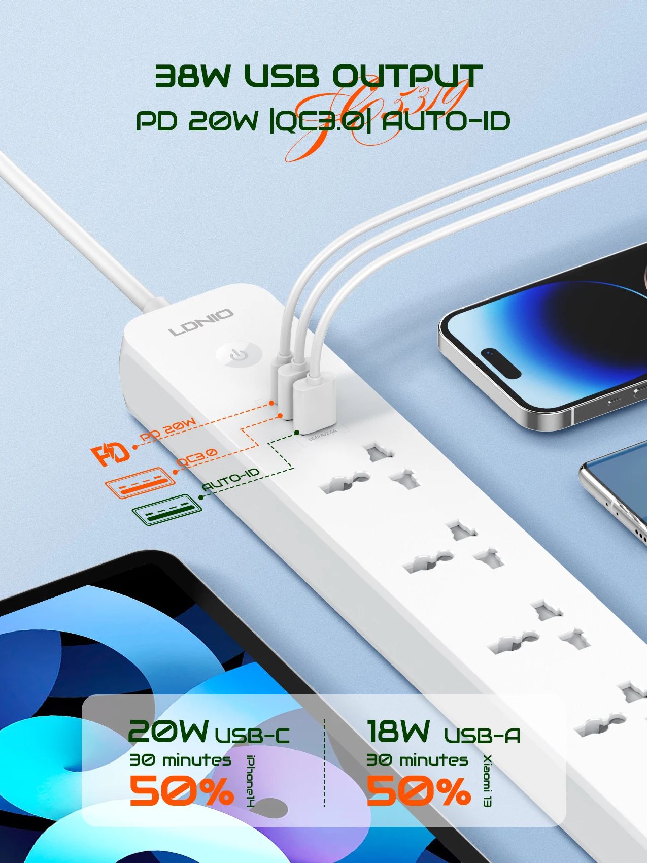 LDNIO 2500W Power Strip with 5 - Commercial Kitchen Uk recension och pris